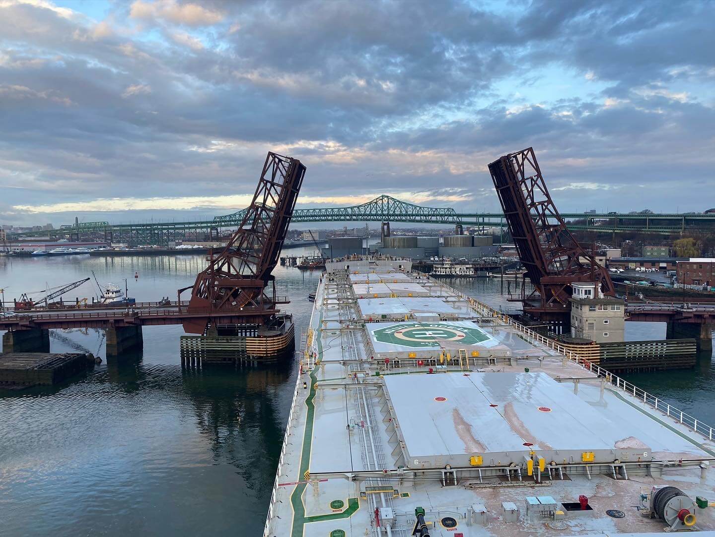 Large ship docking in the bay